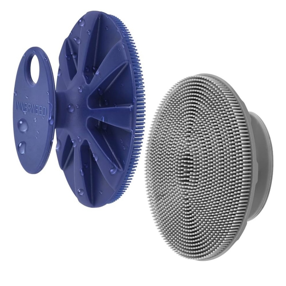 NIB Set of 2 Silicone Face Scrubber Clean Brush in Blue & Gray - Picture 3 of 4